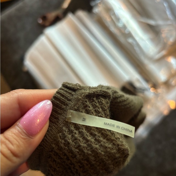 Olive Green V-Neck Sweater - Picture 5 of 5